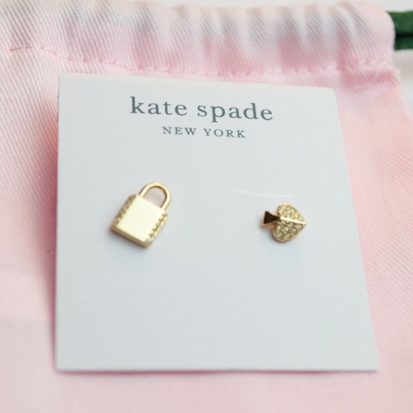 kate spade Asymmetric Lock & Spade Earrings - Picture 7 of 9